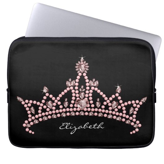 Prinzessin Tiara Crown Laptop Sleeve (Schwarzes) (Vorderseite)