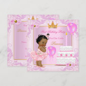 Prinzessin Tiara Girl Pink Ethnic Einladung (Vorne/Hinten)