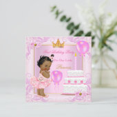 Prinzessin Tiara Girl Pink Ethnic Einladung (Stehend Vorderseite)