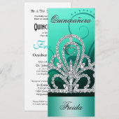 Prinzessin Tiara Quinceanera (Aqua) Einladung (Vorne/Hinten)