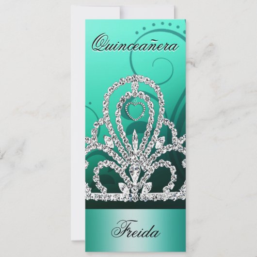 Prinzessin Tiara Quinceanera (Aqua) Einladung (Vorderseite)