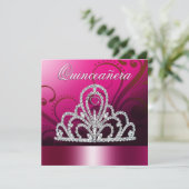 Prinzessin Tiara Quinceanera (fuschia) Einladung (Stehend Vorderseite)