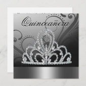 Prinzessin Tiara Quinceanera (Silber) Einladung (Vorne/Hinten)