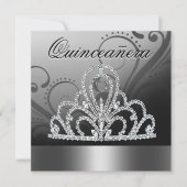 Prinzessin Tiara Quinceanera (Silber) Einladung (Vorderseite)