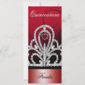 Prinzessin Tiara Quinceanera (tiefrot) Einladung (Vorderseite)