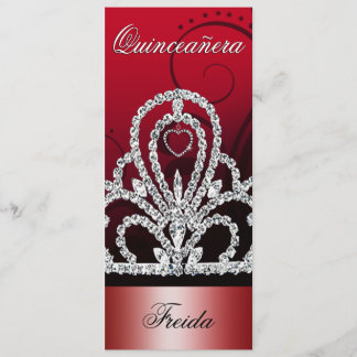 Prinzessin Tiara Quinceanera (tiefrot) Einladung