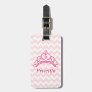 Prinzessin Tiara, Rosa und Weiß Chevron, für Mädch Gepäckanhänger