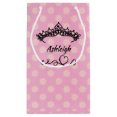 Prinzessin Tiaras und Herz auf rosa Wrapping Paper Kleine Geschenktüte (Rückseite)