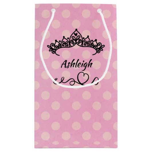 Prinzessin Tiaras und Herz auf rosa Wrapping Paper Kleine Geschenktüte (Rückseite)