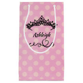 Prinzessin Tiaras und Herz auf rosa Wrapping Paper Kleine Geschenktüte (Vorderseite)