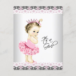 Prinzessin Tutu Rosa und Grau Baby Shower Einladung