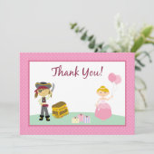 Prinzessin-u. Piraten-flache Dankes- Karte (Stehend Vorderseite)