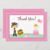 Prinzessin-u. Piraten-flache Dankes- Karte (Vorne/Hinten)