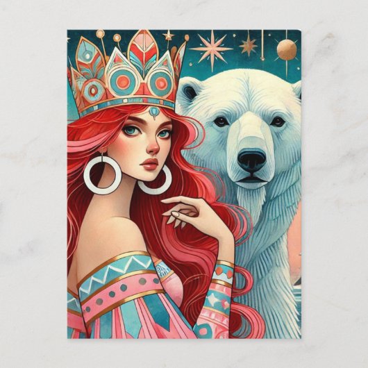 Prinzessin und der Polarbär Postkarte (Vorderseite)
