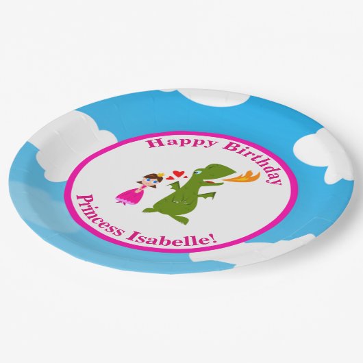 Prinzessin und Drache-feenhafte Pappteller (Schrägansicht)