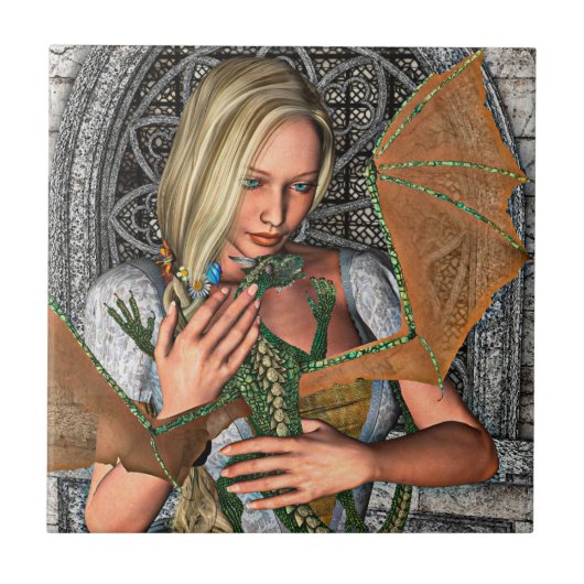 Prinzessin und Drache Fliese (Vorderseite)