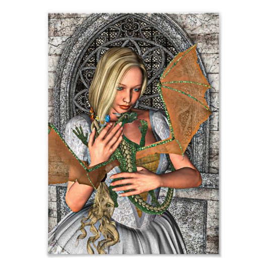 Prinzessin und Drache Fotodruck (Vorne)