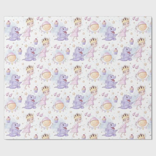 Prinzessin und Drache Geschenkpapier (Flach)