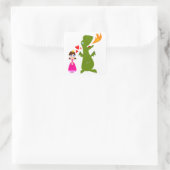 Prinzessin und Drache Quadratischer Aufkleber (Tasche)