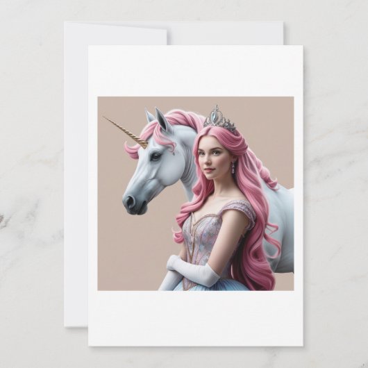 Prinzessin und Einhorn Einladung (Vorderseite)
