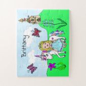 Prinzessin und Einhornmesse personalisiert Puzzle (Vertikal)