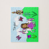 Prinzessin und Einhornmesse personalisiert Puzzle (Vertikal)