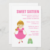 Prinzessin und Frosch Einladung (Vorne/Hinten)