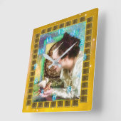 Prinzessin und Froschprinz Quadratische Wanduhr (Winkel)