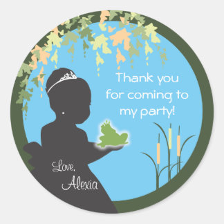 Prinzessin und Froschsticker Runder Aufkleber