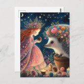 Prinzessin und Igel Fantasy Postkarte (Vorne/Hinten)
