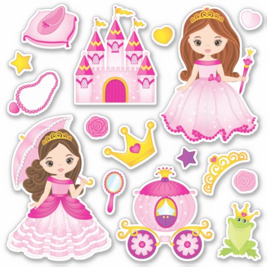 Prinzessin und Märchenkleber - Set von 16 Jahren Aufkleber (Vorderseite)
