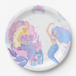 Prinzessin- und Meerjungfrau-Geburtstagseinladungs Pappteller