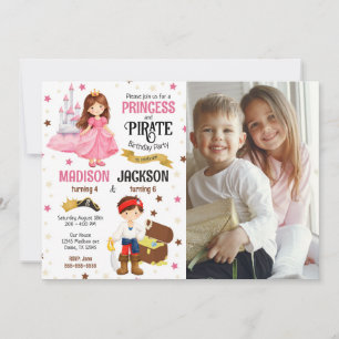 Prinzessin und Pirat Foto Geschwister Gemeinsamer Einladung
