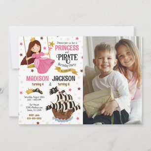 Prinzessin und Pirat Foto Geschwister Gemeinsamer Einladung