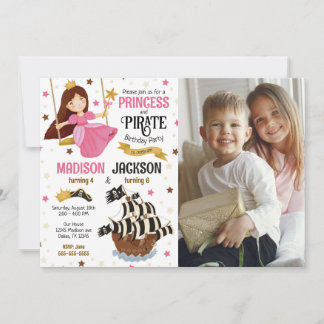 Prinzessin und Pirat Foto Geschwister Gemeinsamer Einladung
