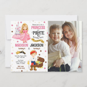 Prinzessin und Pirat Foto Geschwister Gemeinsamer Einladung