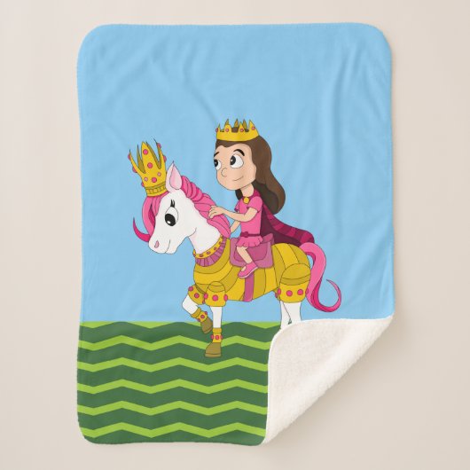 Prinzessin und Pony Cartoon Sherpadecke (Vorderseite)