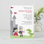 Prinzessin und Ritter Einladung zum Geburtstag (Stehend Vorderseite)