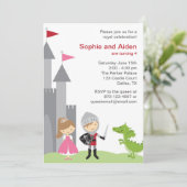 Prinzessin und Ritter Einladung zum Geburtstag (Stehend Vorderseite)