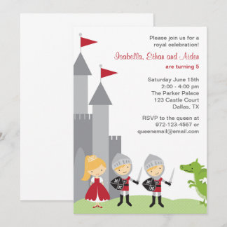 Prinzessin und Ritter Einladungen zum Geburtstag