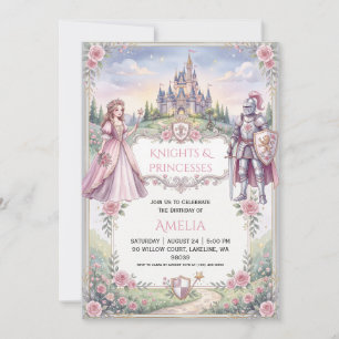 Prinzessin und Ritter Geburtstagseinladungen Einladung