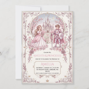 Prinzessin und Ritter Geburtstagseinladungen Einladung