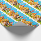 Prinzessin und Ritter stehend vor der Form Geschenkpapier (Ecke)