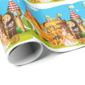 Prinzessin und Ritter stehend vor der Form Geschenkpapier (Rolleneckpunkt)