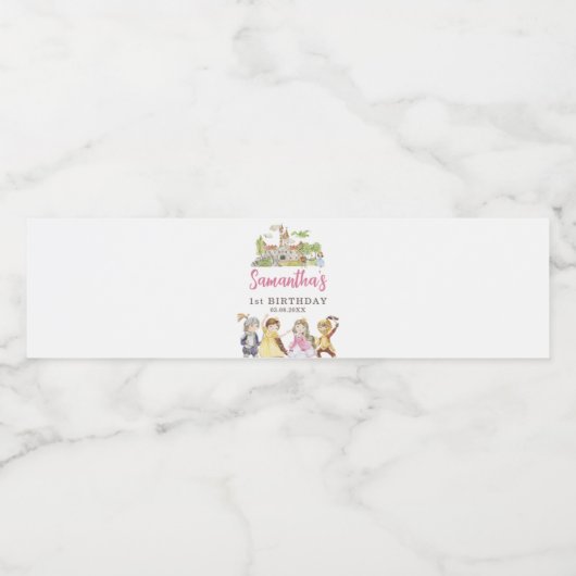 Prinzessin und Ritter zum Geburtstag Wasserflaschenetikett (Einzelnes Label)