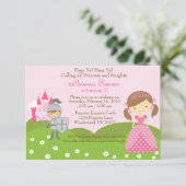 Prinzessin- und Rittergeburtstagseinladung Einladung (Stehend Vorderseite)