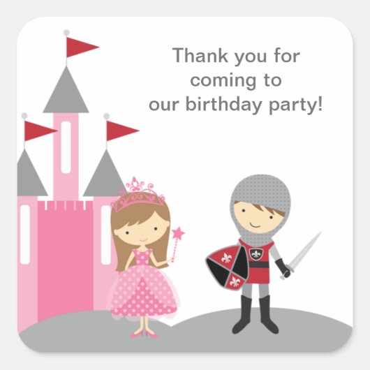 Prinzessin und Ritterkleber Quadratischer Aufkleber (Vorderseite)