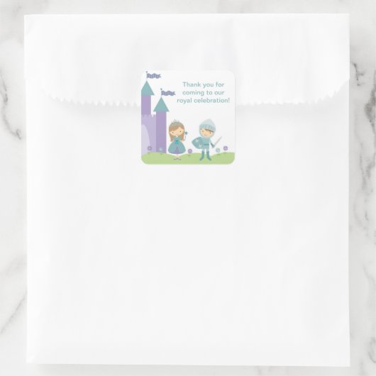 Prinzessin und Ritterkleber Quadratischer Aufkleber (Tasche)