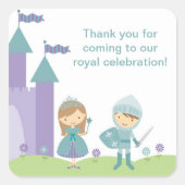 Prinzessin und Ritterkleber Quadratischer Aufkleber (Vorderseite)