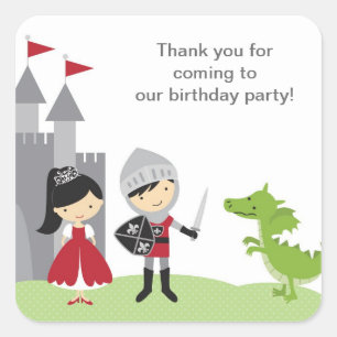 Prinzessin und Ritterkleber Quadratischer Aufkleber